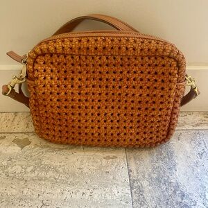 Woven Tan Crossbody Bag